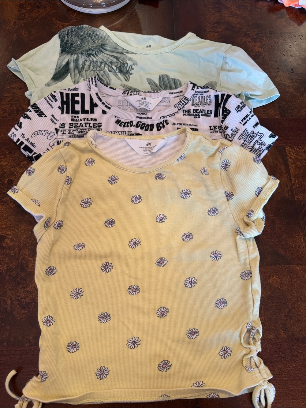 H&M Kids Yellow Daisy Tie-Hem Tee. 3 pcs